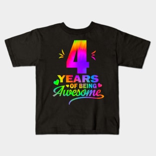 4th Birdthay Gift Tie-Dye For kids Kids T-Shirt